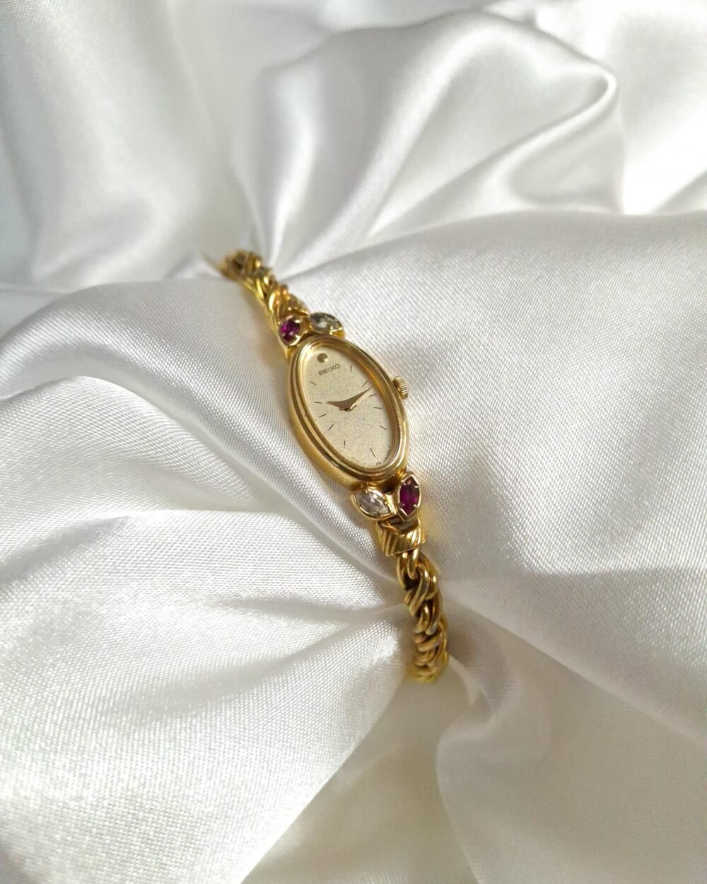 Seiko Ruby-Accented Gold-Tone Bracelet Watch