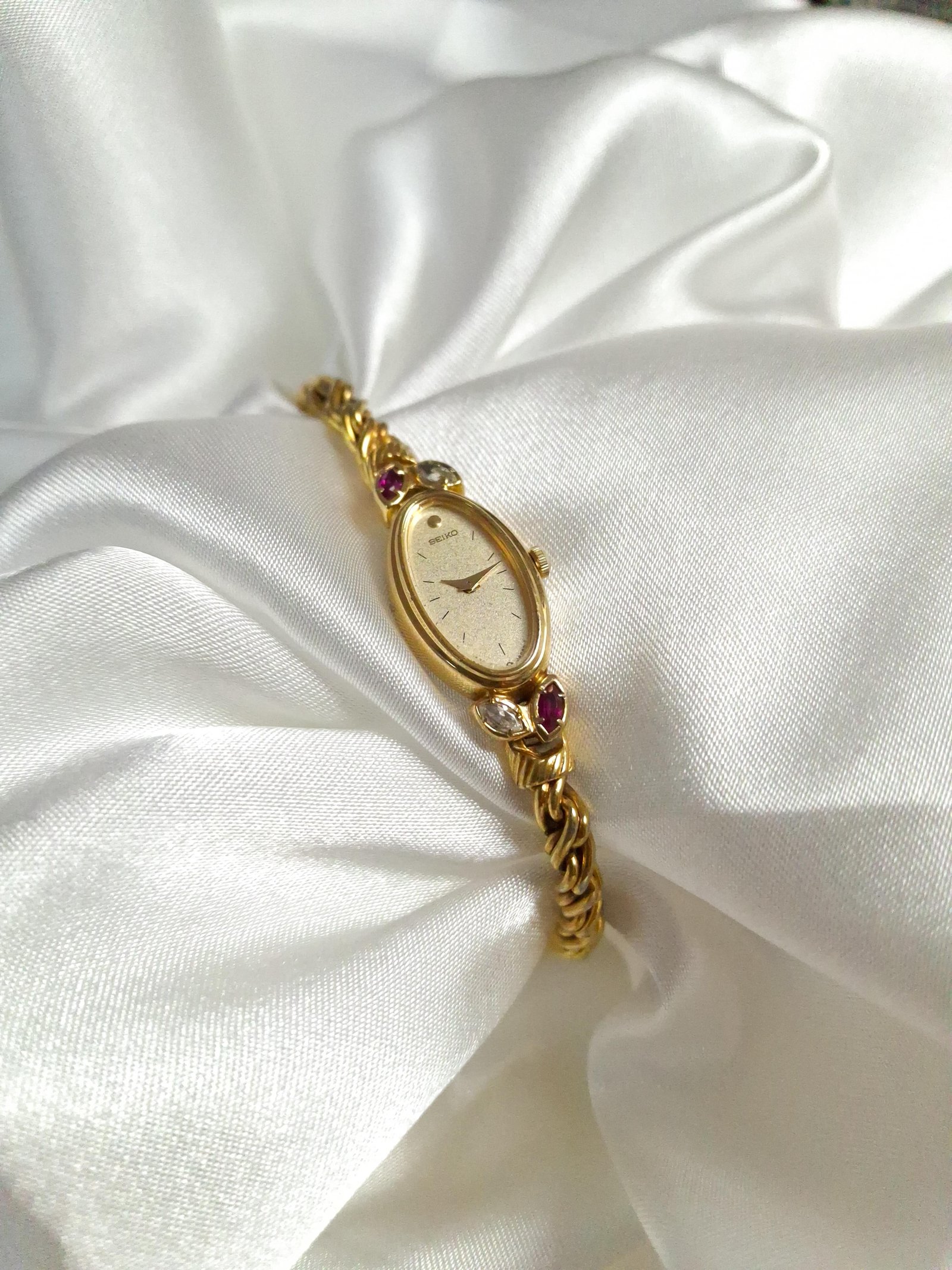 Seiko Ruby-Accented Gold-Tone Bracelet Watch