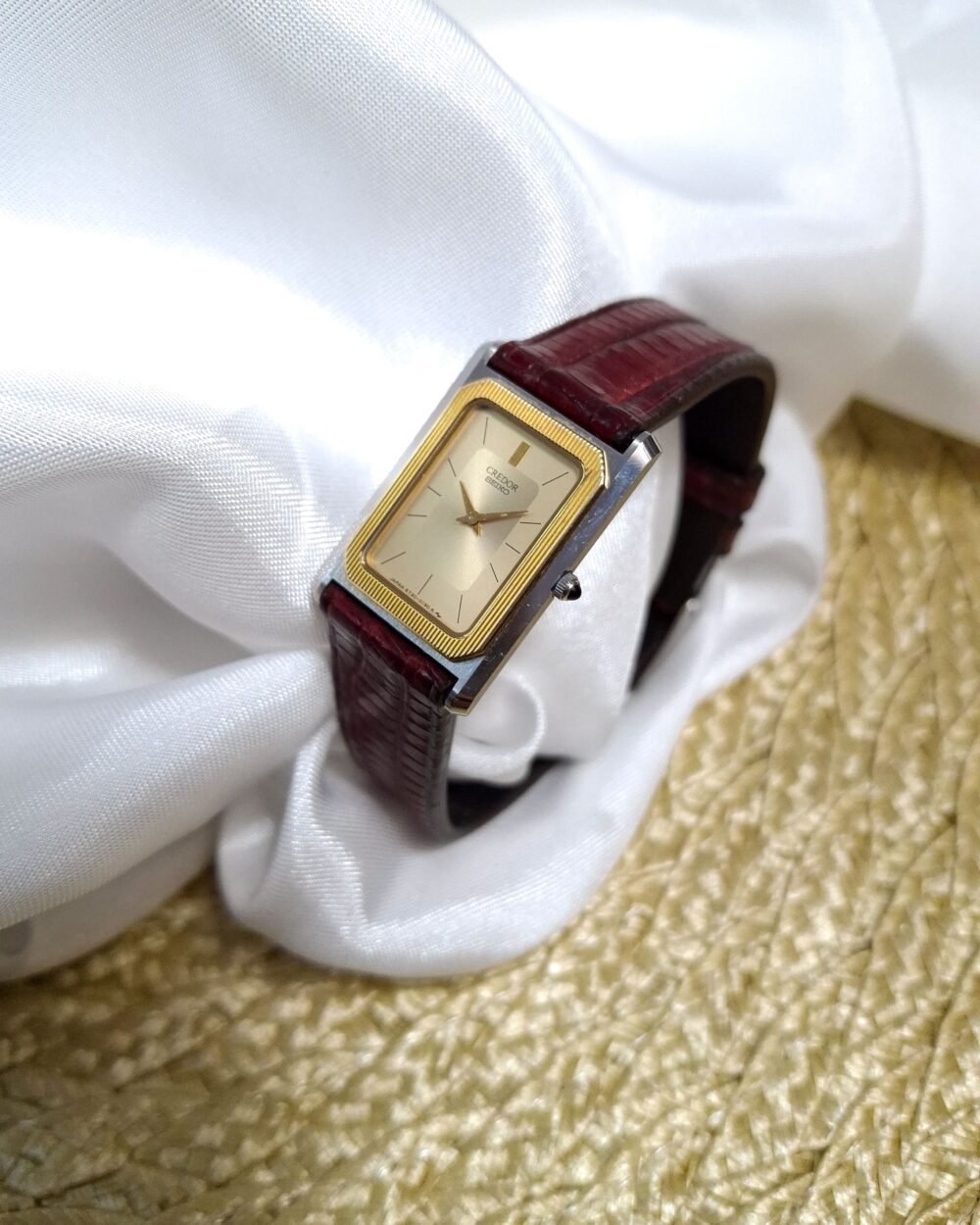 Seiko Credor 1981 Rectangular Gold Dial Watch
