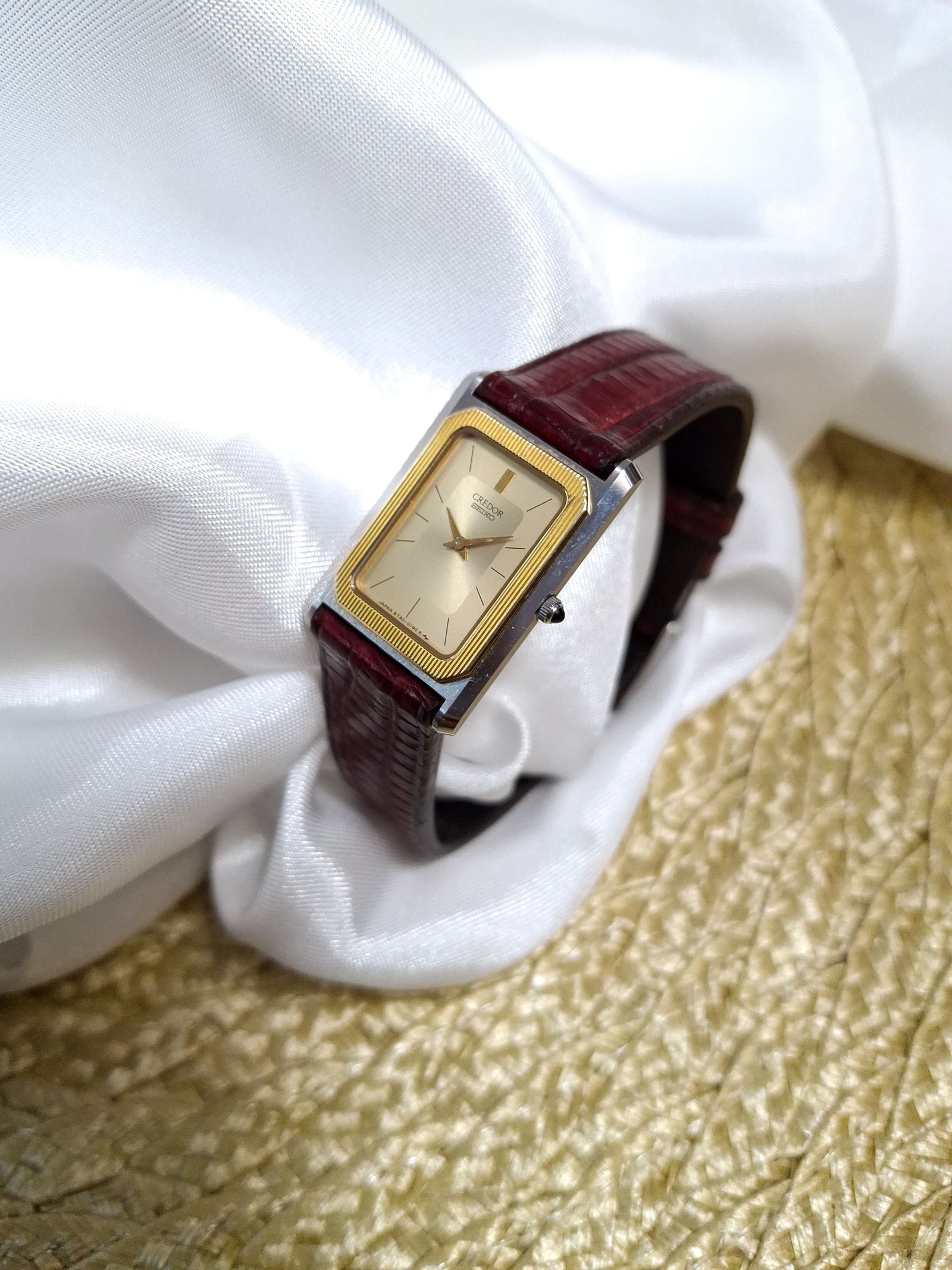 Seiko Credor 1981 Rectangular Gold Dial Watch