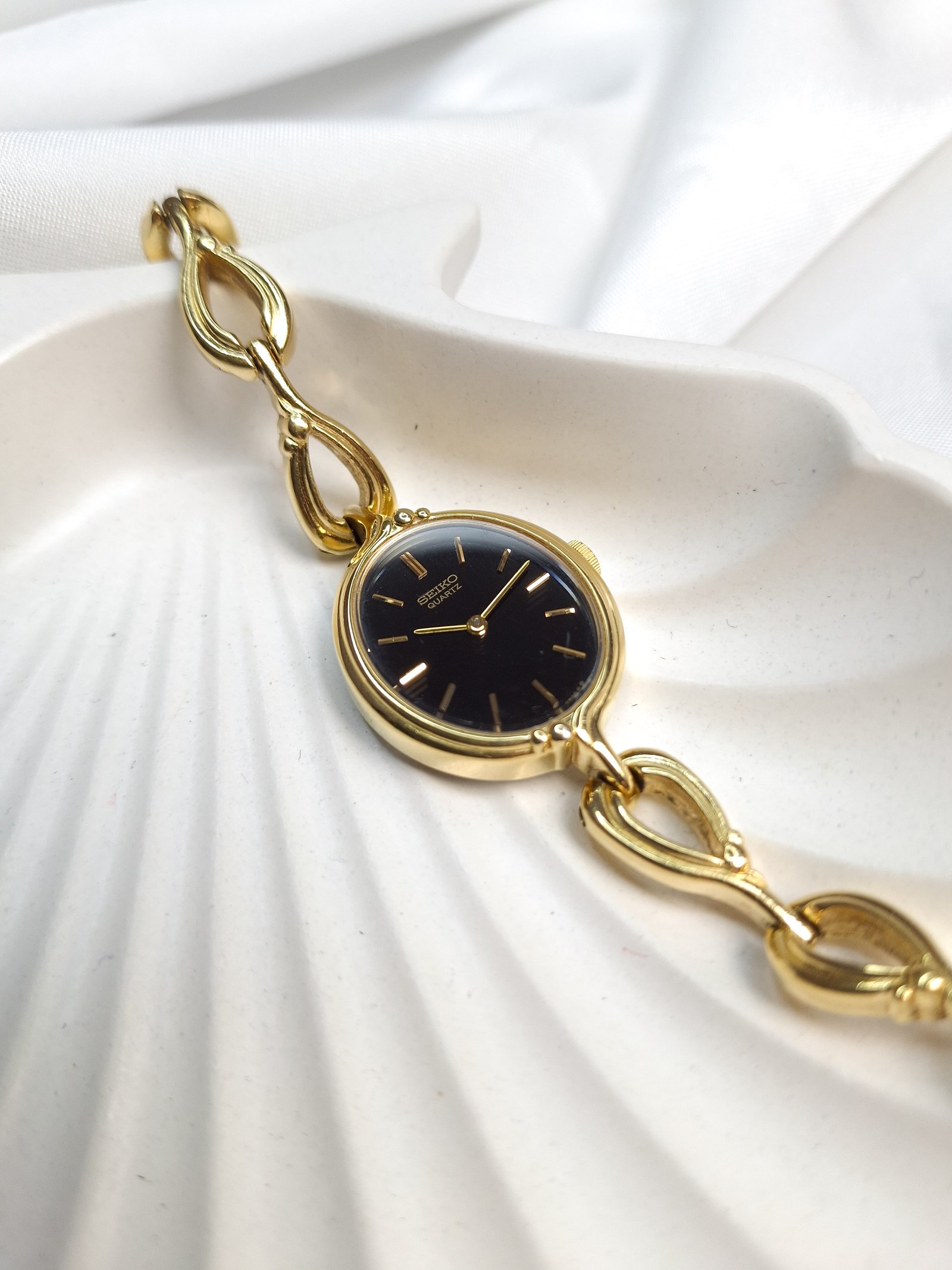 Seiko Black Dial Gold Ladies Watch