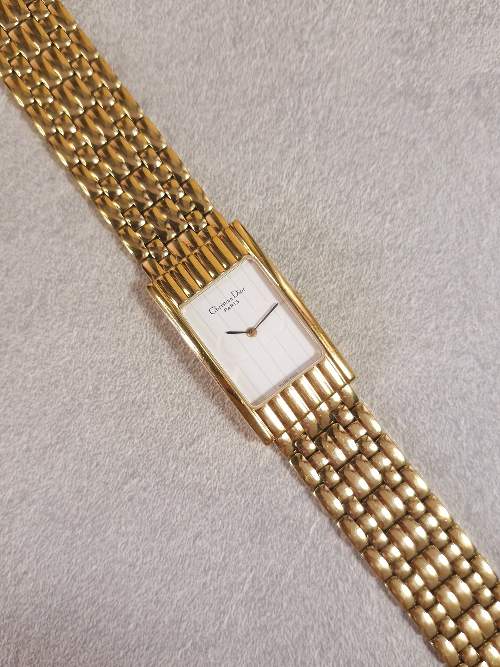 Christian Dior Gold-Plated Rectangular Quartz