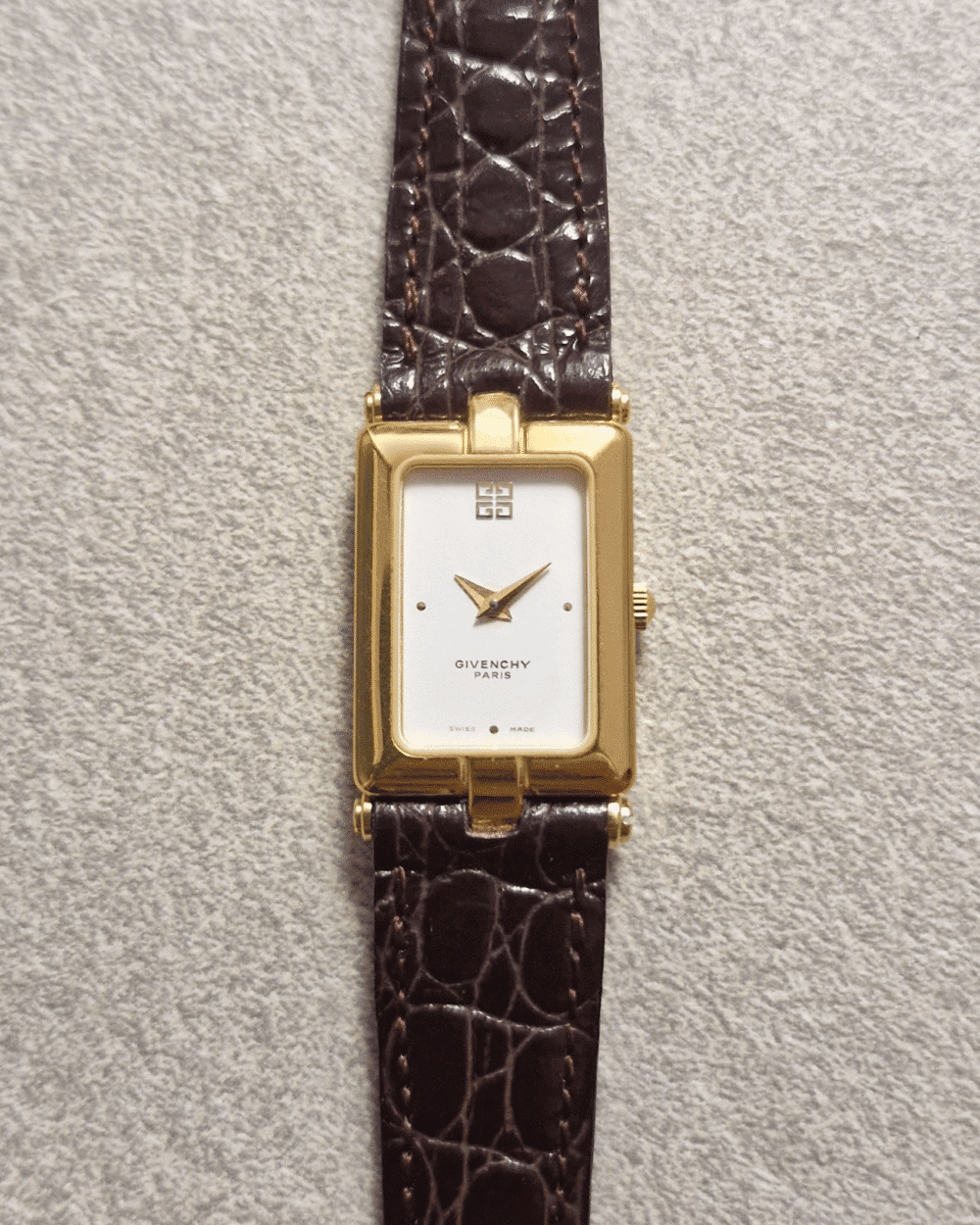 Givenchy 1980s Gold-Plated Rectangular Watch