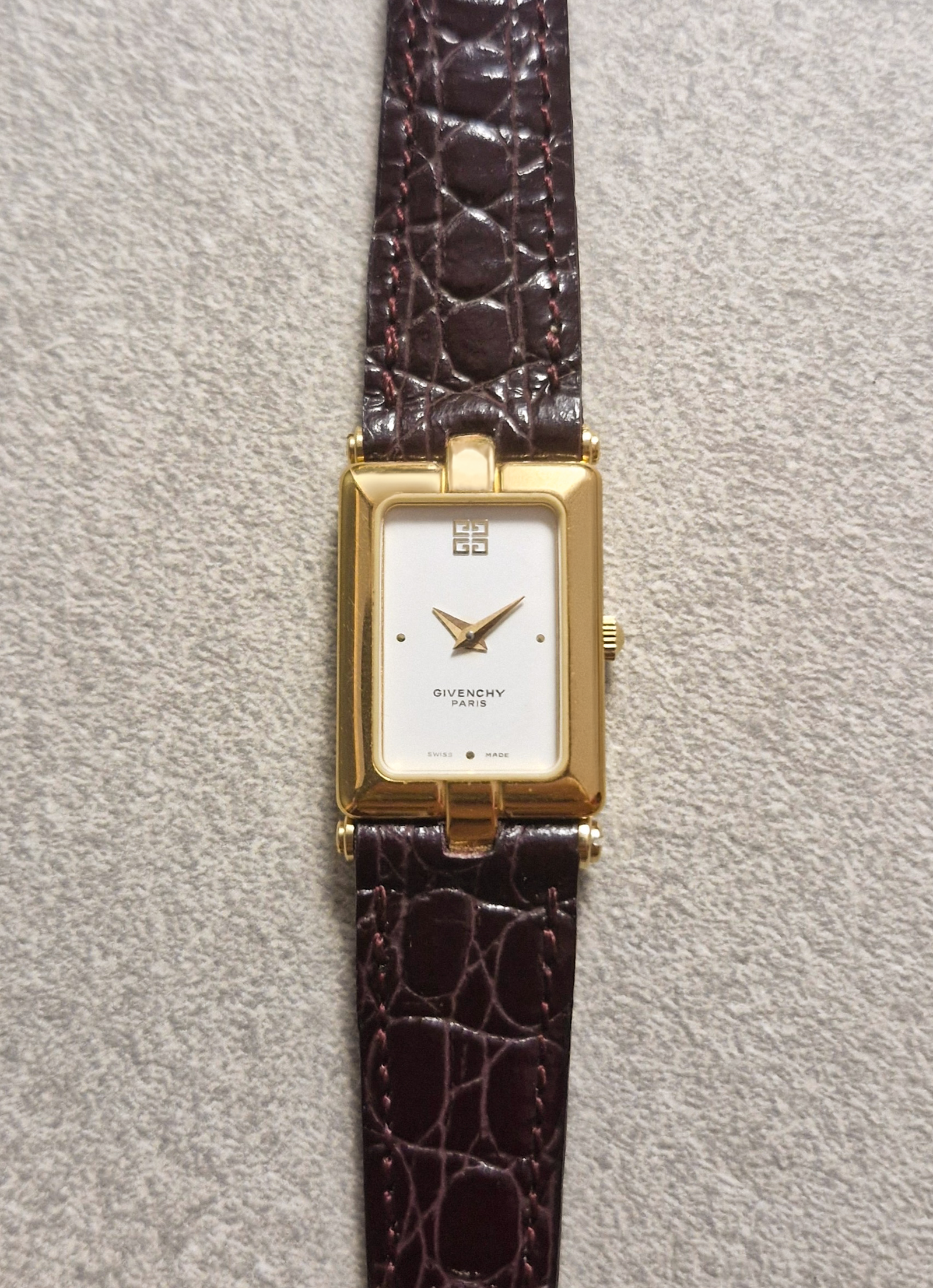 Givenchy 1980s Gold-Plated Rectangular Watch