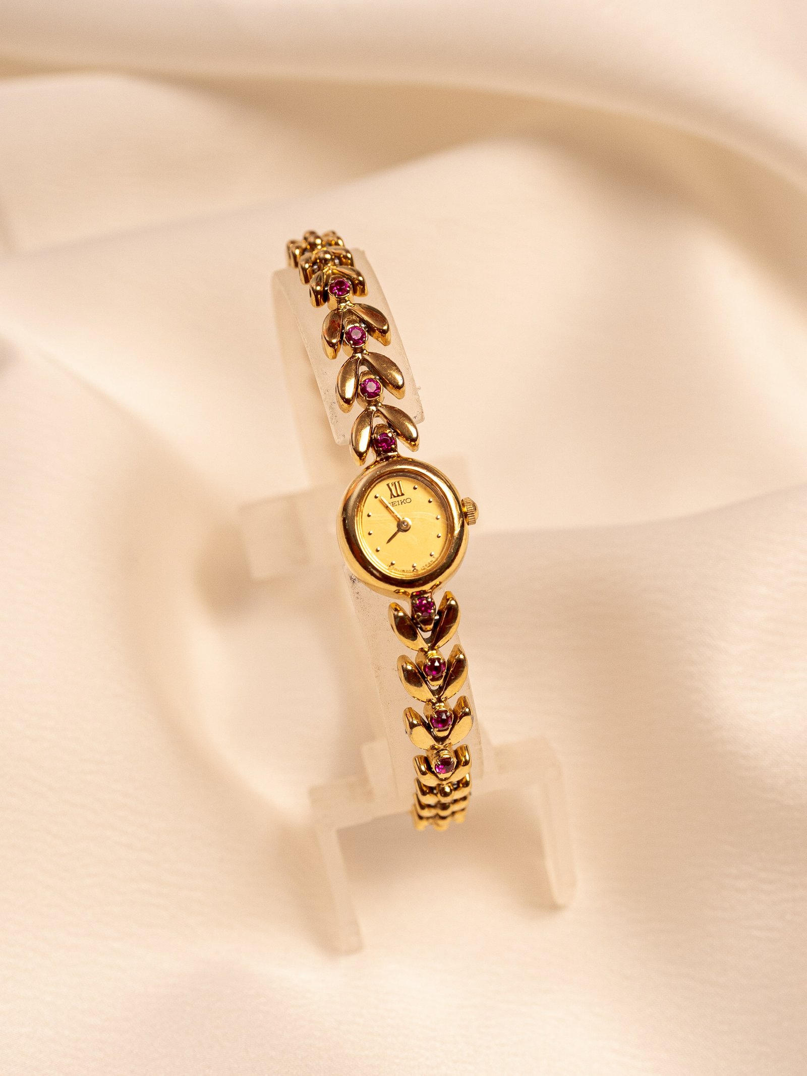 Seiko Gold Leaf Ruby-Accent Bracelet