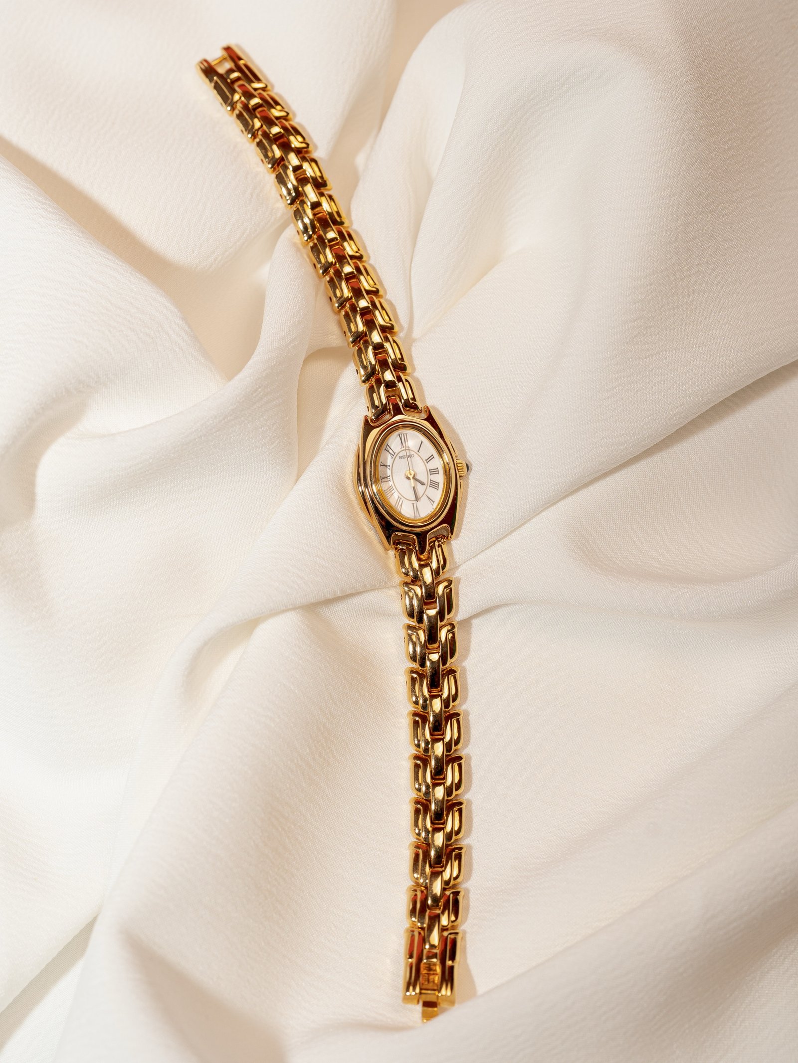 Seiko Gold Oval Roman Dial Ladies Watch